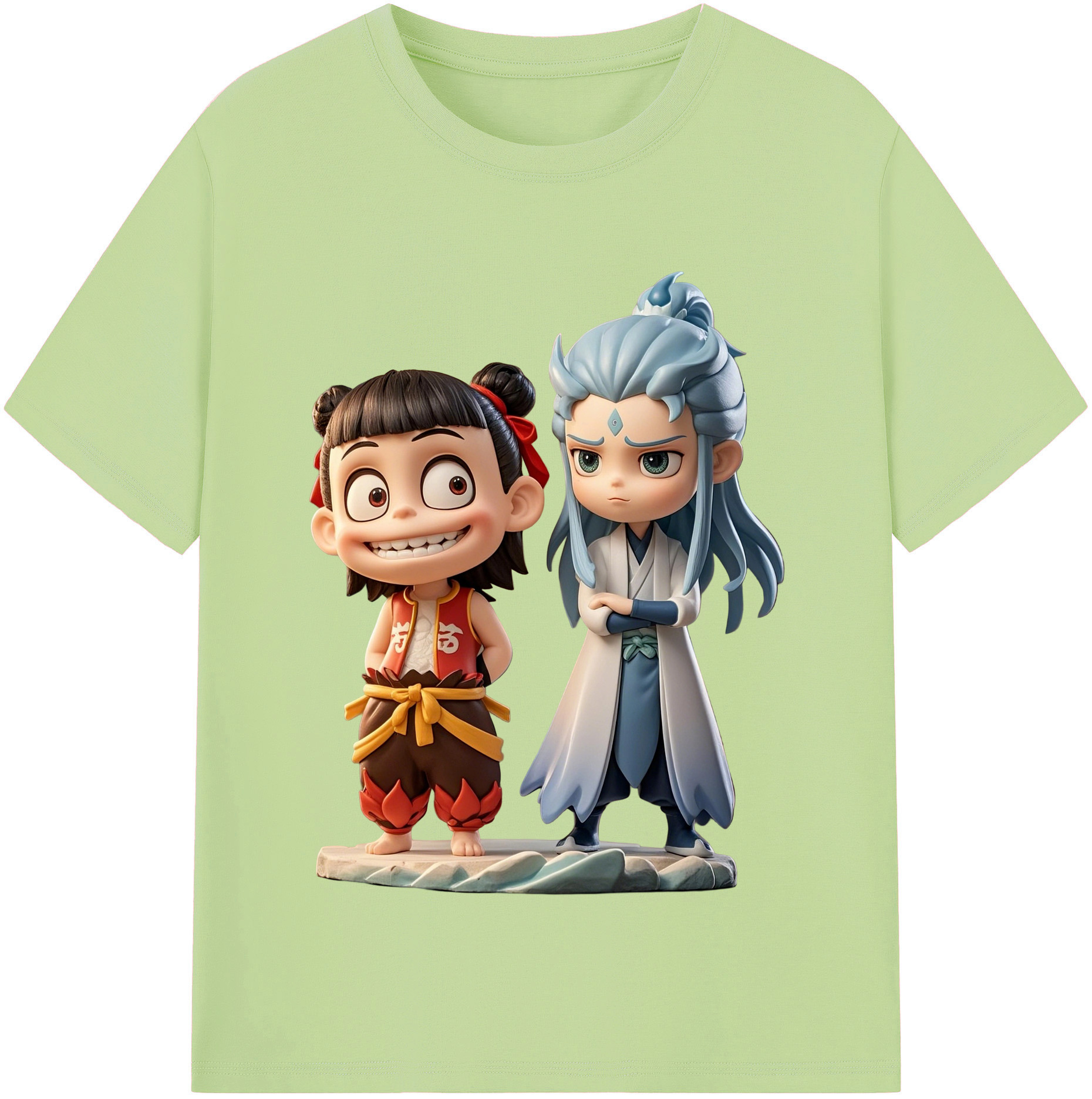 （画像用） Ne Zha 2 ナタ 魔童の大暴れ 綿100％半袖Tシャツ（フロントプリント）